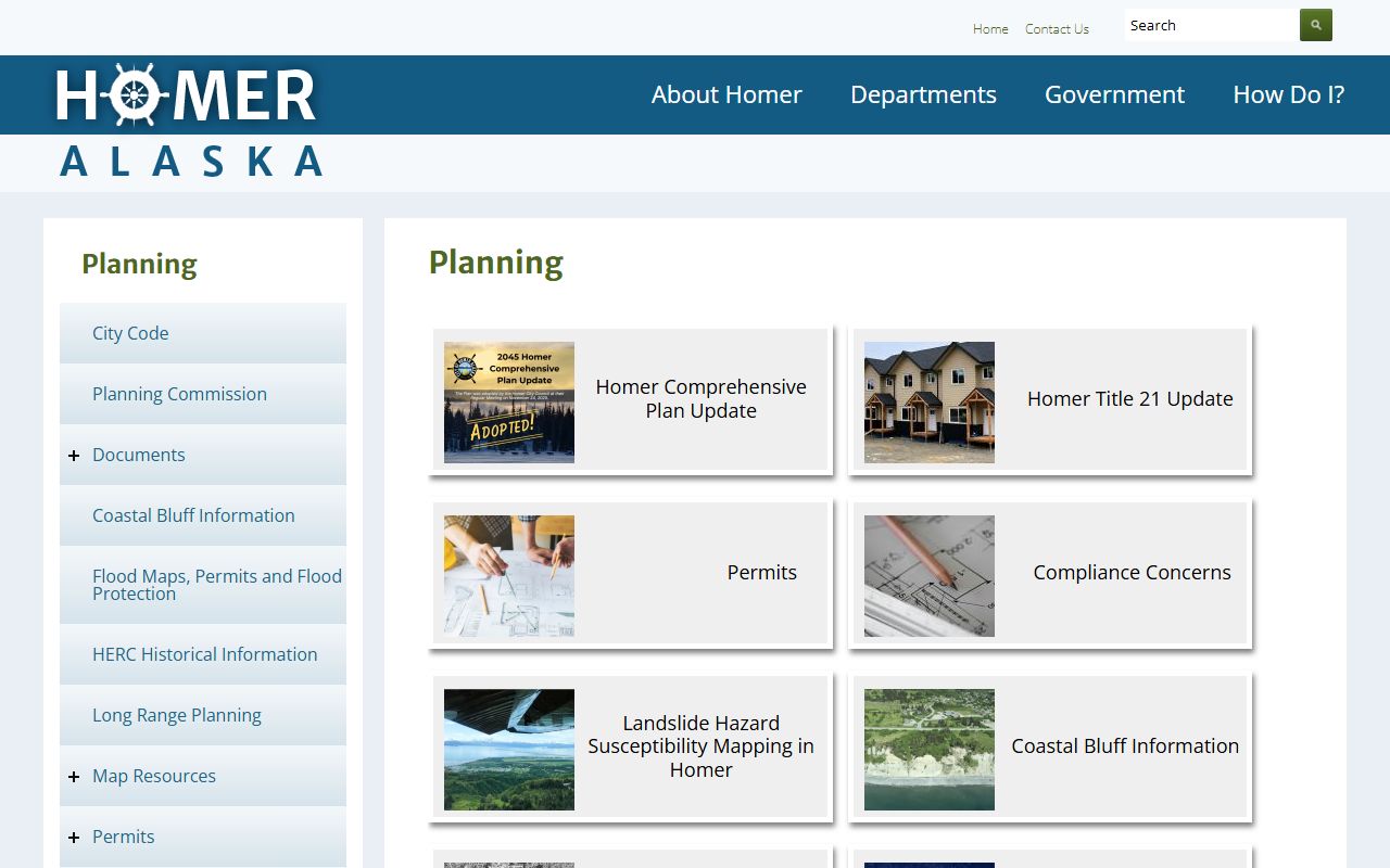 Homer Alaska planning department page relevant to property tax records