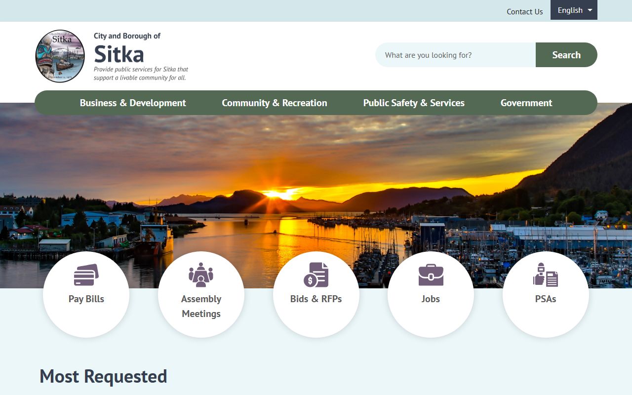 City and Borough of Sitka official home page for property tax records and assessing department