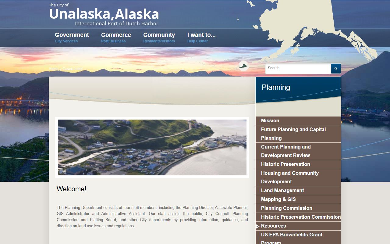 Unalaska planning department page related to property tax records