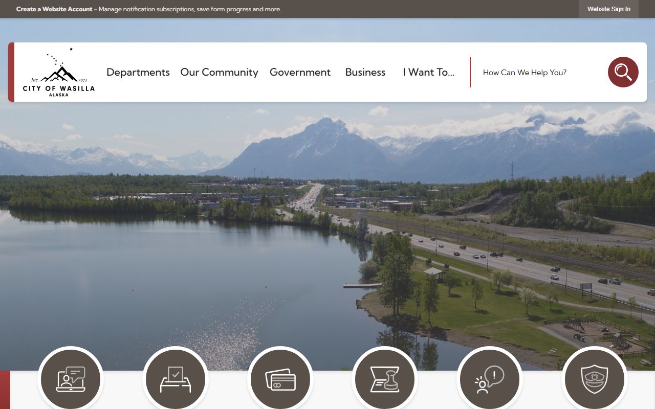 City of Wasilla home page for government services separate from Mat-Su Borough property tax records