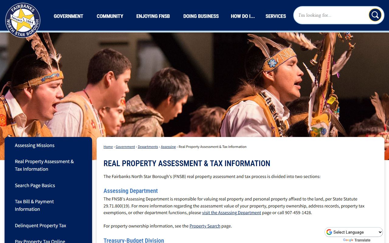 Fairbanks North Star Borough real property assessment and tax information page