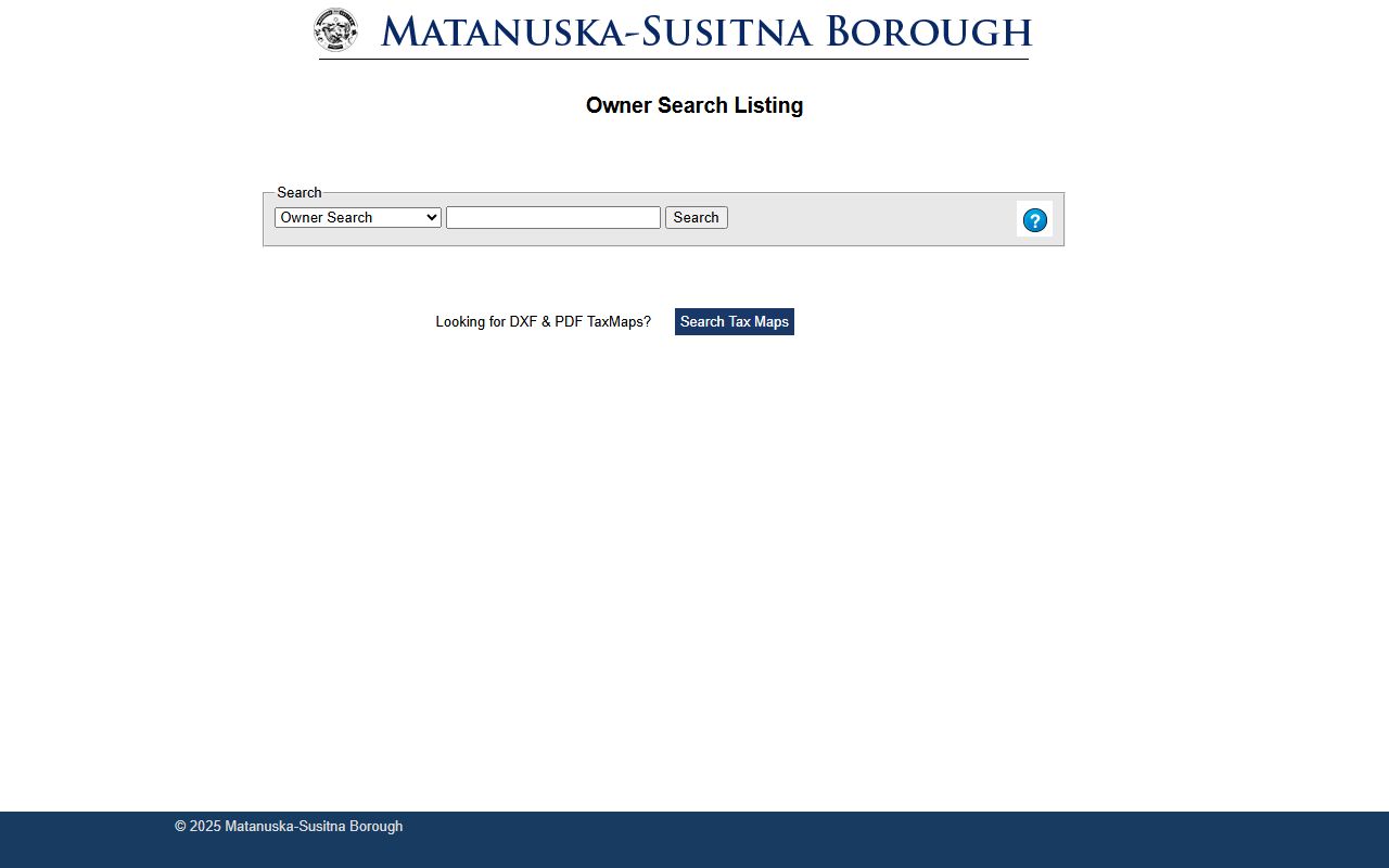 Mat-Su Borough myProperty search portal for Matanuska-Susitna property tax records