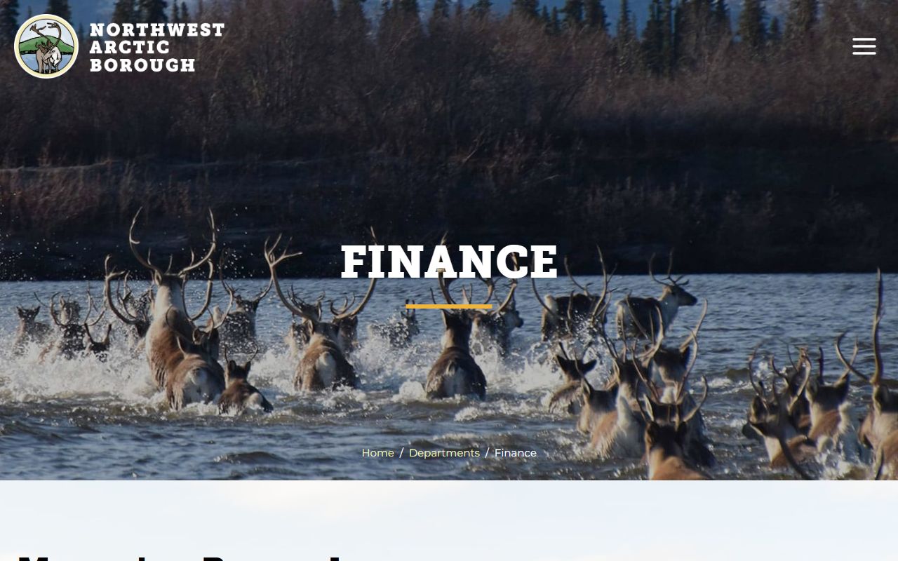 Northwest Arctic Borough Finance Department page for property tax records and assessment