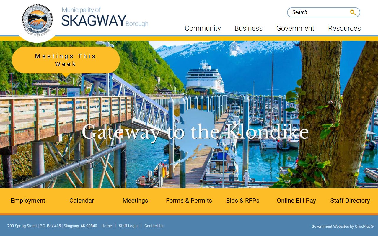 Skagway Municipality home page for property tax records and local government services