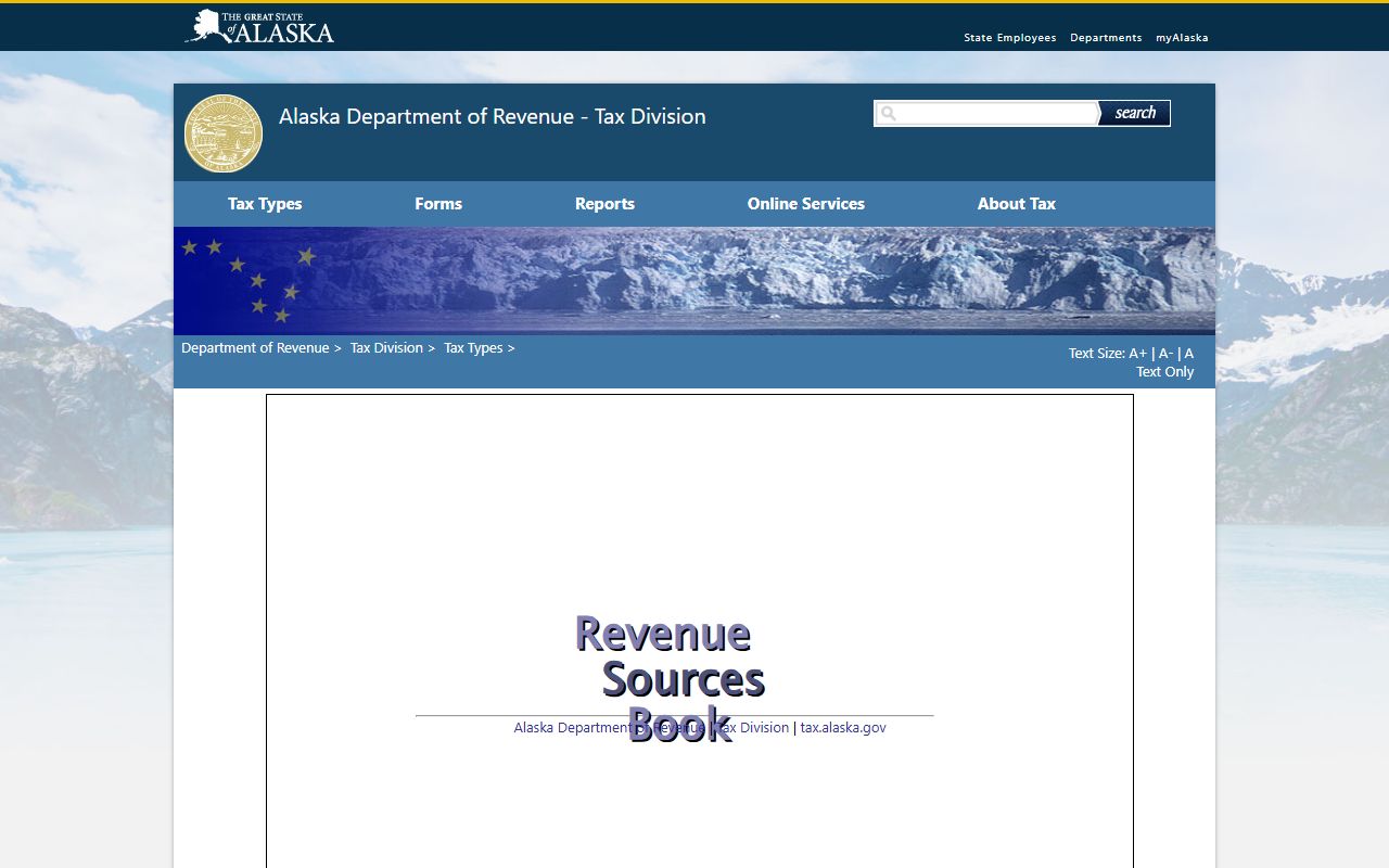 Alaska Revenue Sources Book tracking property tax and petroleum revenues